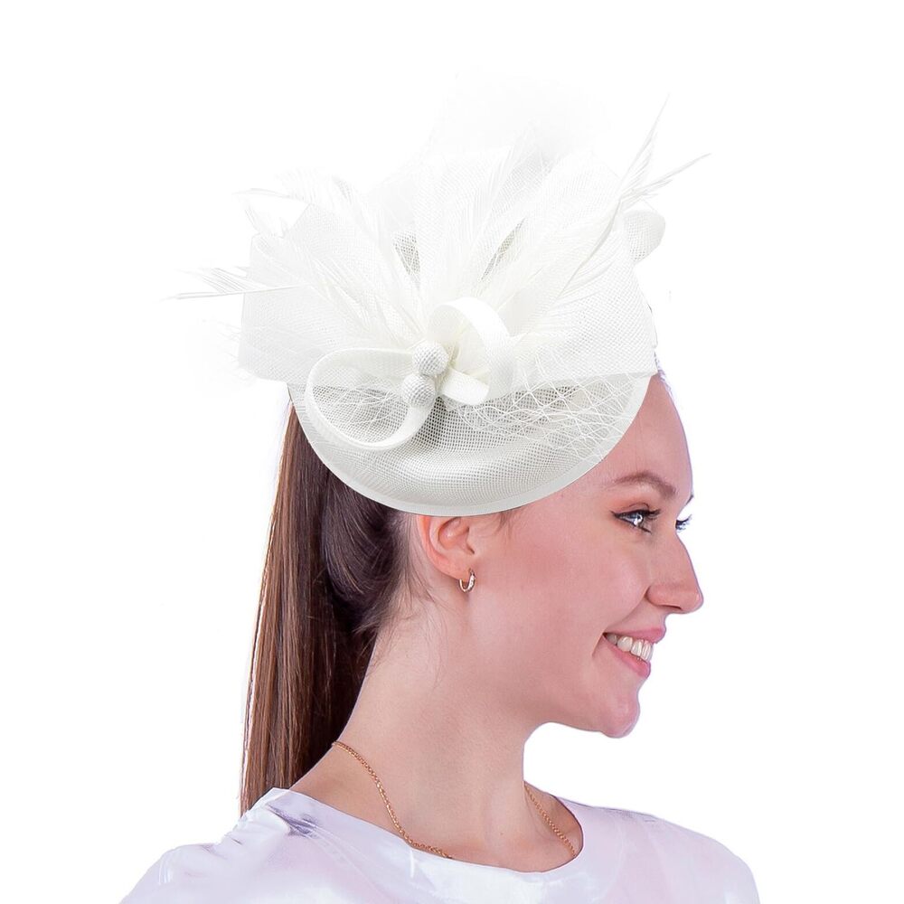 9155 Fascinators Pillbox Hat Sinamay Feather Flower Derby Ball Wedding